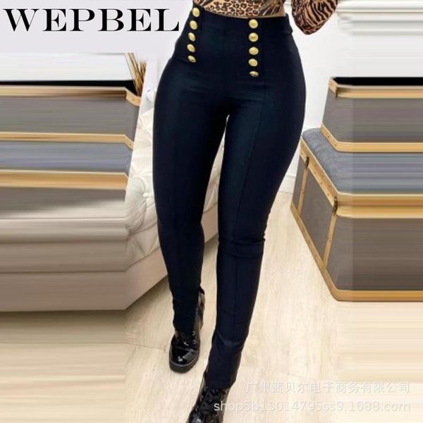 women's leggings wepbel women elegant casual buttons skinny slim high waist long pencil pants ladies fit stretch trousers, Black
women's leggings wepbel women elegant casual buttons skinny slim high waist long pencil pants ladies fit stretch trousers, Black