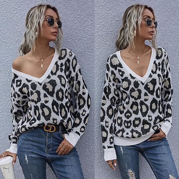 women's sweaters casual women leopard sweater 2021 winter fashion deep v-neck slim knitted pullovers, White;black
women's sweaters casual women leopard sweater 2021 winter fashion deep v-neck slim knitted pullovers, White;black