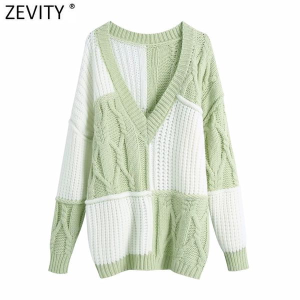 zevity women vintage v neck color matching patchwork crochet knitting sweater female chic long sleeve casual outwear s572 210419, White;black
zevity women vintage v neck color matching patchwork crochet knitting sweater female chic long sleeve casual outwear s572 210419, White;black