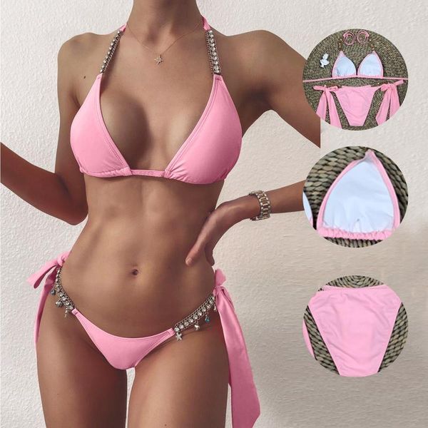women's swimwear 2021 rhinestone swimsuit women bikinis crystal diamond bikini set metal chain female low waist halter swimming suit, White;black
women's swimwear 2021 rhinestone swimsuit women bikinis crystal diamond bikini set metal chain female low waist halter swimming suit, White;black
