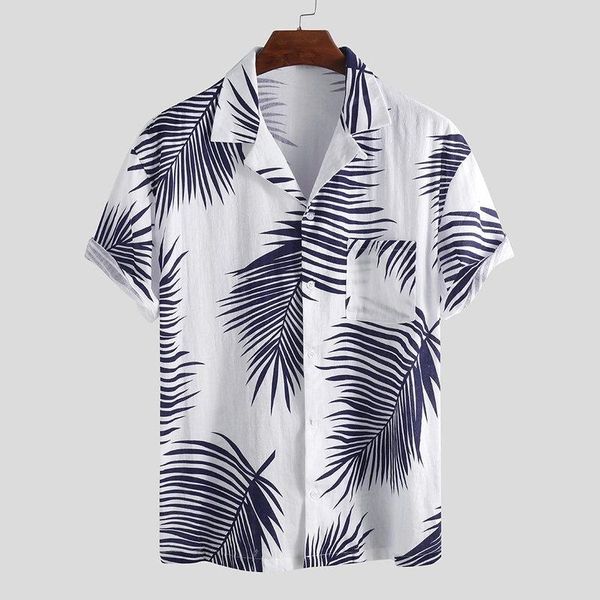 men's casual shirts mens luxury hawaiian shirt short sleeve button with leaves printing, White;black
men's casual shirts mens luxury hawaiian shirt short sleeve button with leaves printing, White;black