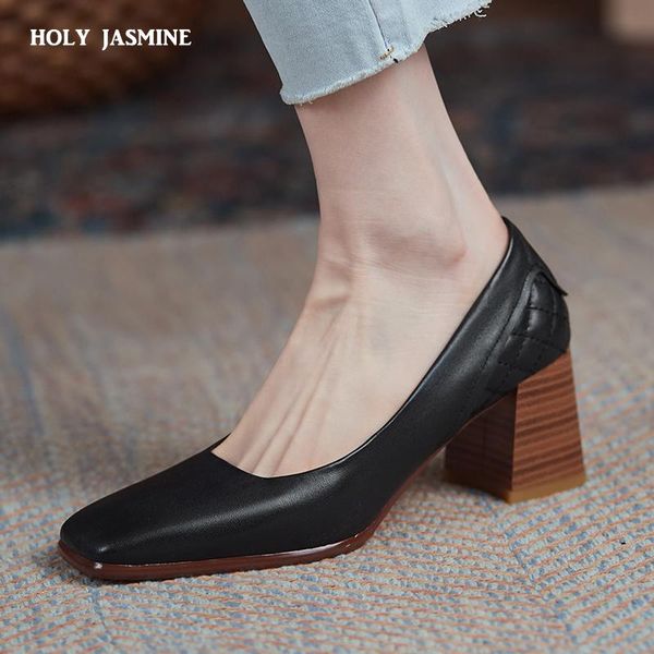 square toe shoes woman heels 2021 spring high pumps women genuine leather party basic for dress, Black
square toe shoes woman heels 2021 spring high pumps women genuine leather party basic for dress, Black