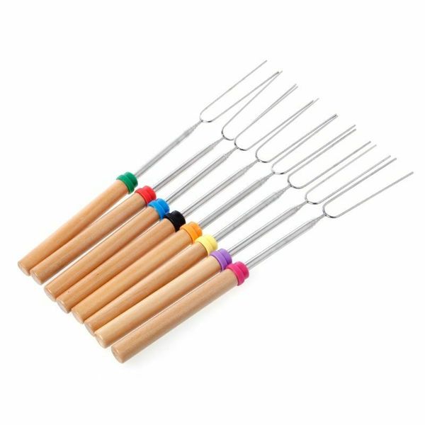 8pcs/set bbq tools extending roasting fork camping fire sticks dog marshmallow steel skewer 88202140
8pcs/set bbq tools extending roasting fork camping fire sticks dog marshmallow steel skewer 88202140