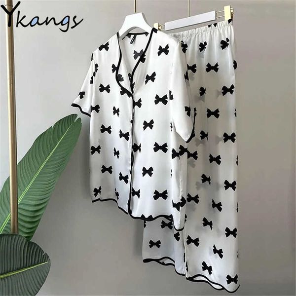 sweet bow print summer pajamas set round neck short sleeves shorts cute cartoon sleepwear women home wear comfort pijamas pyjama 210619, Black;red
sweet bow print summer pajamas set round neck short sleeves shorts cute cartoon sleepwear women home wear comfort pijamas pyjama 210619, Black;red