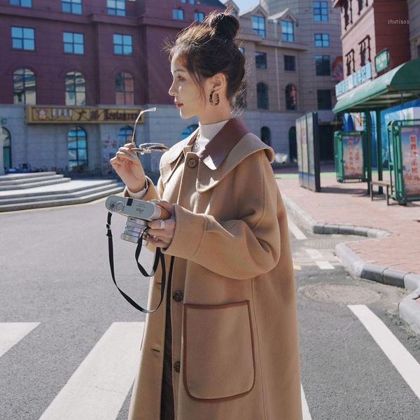 women's wool & blends jacket women coat loose sailor collar woolen for autumn and winter veste manteau femme, Black
women's wool & blends jacket women coat loose sailor collar woolen for autumn and winter veste manteau femme, Black
