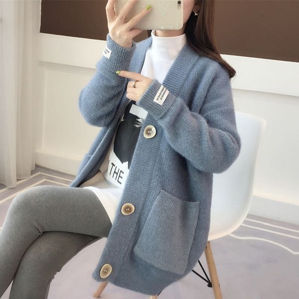 women's sweaters oversized cardigan camisola feminina solta com decote em v de malha manga comprida bolso casaco feminino fquy, White;black
women's sweaters oversized cardigan camisola feminina solta com decote em v de malha manga comprida bolso casaco feminino fquy, White;black
