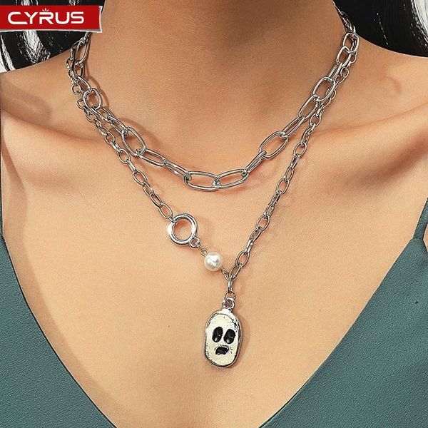 pendant necklaces gothic ghost face for women retro exaggerated metal double layer clavicle chain men trend halloween party gift, Silver
pendant necklaces gothic ghost face for women retro exaggerated metal double layer clavicle chain men trend halloween party gift, Silver