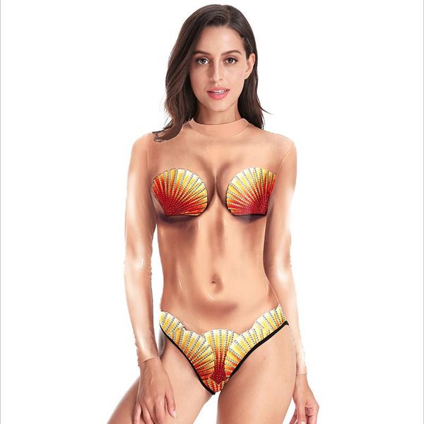 women's swimwear european and american style 2021 summer cosplay shell digital printing costume long sleeved swimsuit woman jumpsuit q5, White;black
women's swimwear european and american style 2021 summer cosplay shell digital printing costume long sleeved swimsuit woman jumpsuit q5, White;black