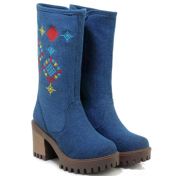boots fanyuan womens denim jeans zipper mid calf embroidery casual shoes block heel winer female large size 34-43, Black
boots fanyuan womens denim jeans zipper mid calf embroidery casual shoes block heel winer female large size 34-43, Black