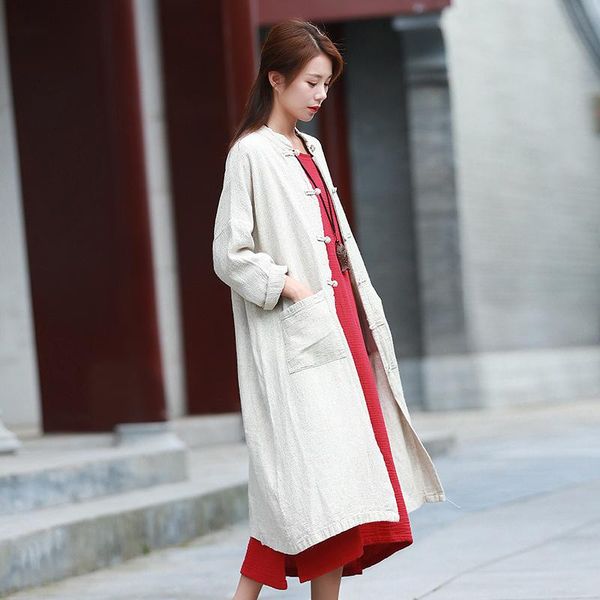 women's trench coats women autumn linen long coat outwear retro flax vintage female solid color ladies loose spring, Tan;black
women's trench coats women autumn linen long coat outwear retro flax vintage female solid color ladies loose spring, Tan;black