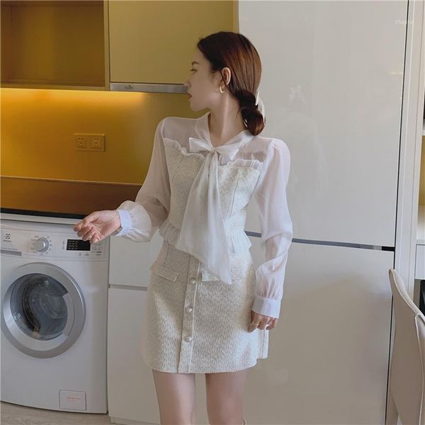 two piece dress ladies temperament small fragrance fashion suit 2021 spring lady lace bow tie blouse short skirt two-piece, White
two piece dress ladies temperament small fragrance fashion suit 2021 spring lady lace bow tie blouse short skirt two-piece, White