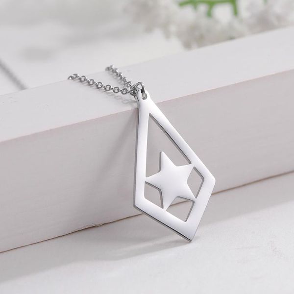 pendant necklaces fashion personality geometrical hollow out rhombus star stainless steel choker necklace, Silver
pendant necklaces fashion personality geometrical hollow out rhombus star stainless steel choker necklace, Silver
