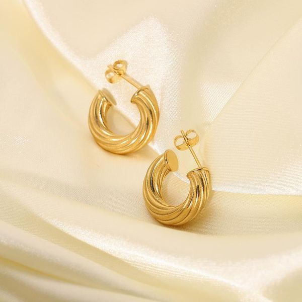 hoop & huggie european and american fashion 18k gold-plated titanium stainless steel twisted circle earrings for women party jewelry, Golden;silver
hoop & huggie european and american fashion 18k gold-plated titanium stainless steel twisted circle earrings for women party jewelry, Golden;silver