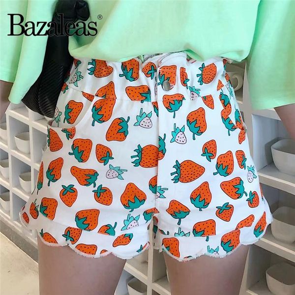 women's shorts strawberry print demin women female ruffles botton high waist casual short feminino sexy, White;black
women's shorts strawberry print demin women female ruffles botton high waist casual short feminino sexy, White;black