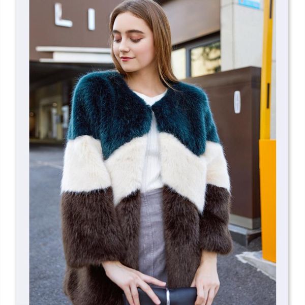 women's fur & faux winter jacket female splicing natural color casual slim thick warm coat ladies jackets xk2-109, Black
women's fur & faux winter jacket female splicing natural color casual slim thick warm coat ladies jackets xk2-109, Black