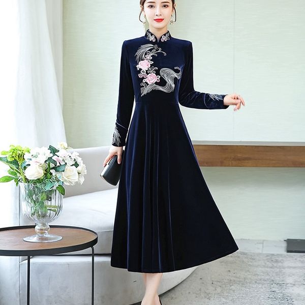 women winter elegant cheongsam dress embroidery velvet dress female long party robe femme chinese dress qipao vestidos 12108, Red
women winter elegant cheongsam dress embroidery velvet dress female long party robe femme chinese dress qipao vestidos 12108, Red