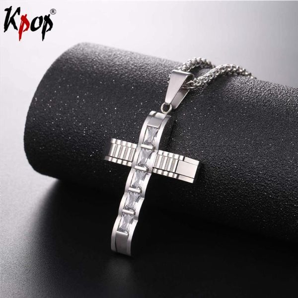 pendant necklaces kpop mosaic cubic zirconia cross necklace gold/steel/black color wholesale trendy stainless steel jewelry p2576, Silver
pendant necklaces kpop mosaic cubic zirconia cross necklace gold/steel/black color wholesale trendy stainless steel jewelry p2576, Silver