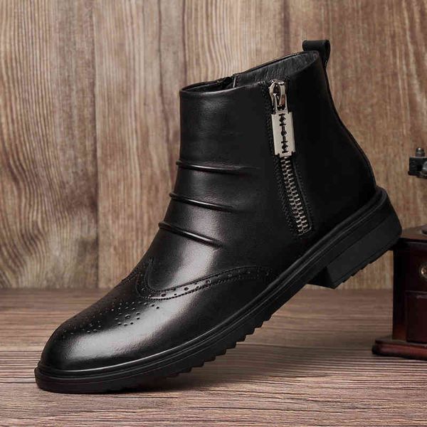 boots vintage men plush warm winter casual shoes genuine leather ankle male side zipper brogue 3hmz, Black
boots vintage men plush warm winter casual shoes genuine leather ankle male side zipper brogue 3hmz, Black