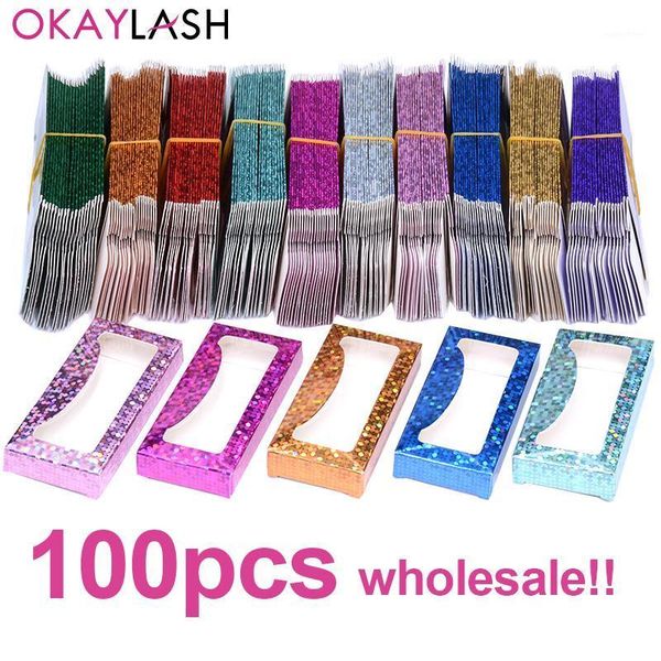 30/100pcs est bundles sale glittered holigraphic mink eyelash packaging box shining colored luxury paper boxes bulk1