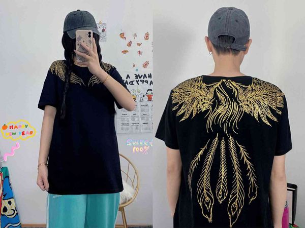 Tops Fashion T-shirt Boy Short Sleeve 21 Summer Brand Gilded Eagle Wings Printed Men's and Women's Half Lovers, 235
Tops Fashion T-shirt Boy Short Sleeve 21 Summer Brand Gilded Eagle Wings Printed Men's and Women's Half Lovers, 235