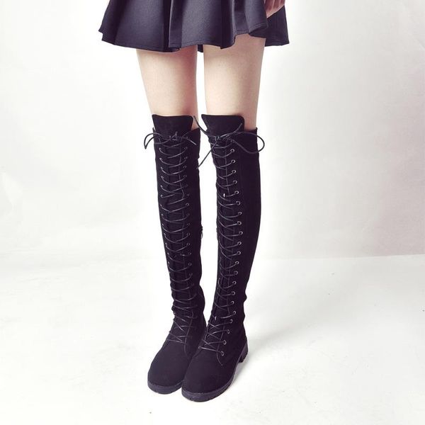 boots flock fashion round toe cross-tied over-the-knee long for women low solid square heel autumn winter lace-up, Black
boots flock fashion round toe cross-tied over-the-knee long for women low solid square heel autumn winter lace-up, Black