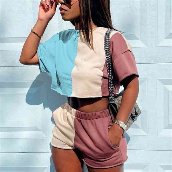 color block patchwork women tracksuit set loose short sleeve and elastic waist shorts lady suit summer streetwear casual, Gray
color block patchwork women tracksuit set loose short sleeve and elastic waist shorts lady suit summer streetwear casual, Gray