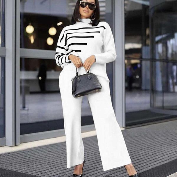 women's two piece pants designer turtleneck elegant office lady outfit set women fashion long sleeve flare loose 2021 streetwear, White
women's two piece pants designer turtleneck elegant office lady outfit set women fashion long sleeve flare loose 2021 streetwear, White