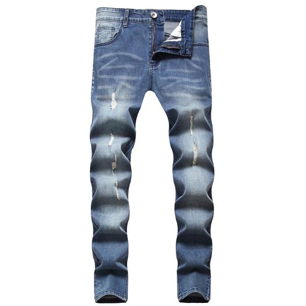 men's ripped jeans pants fashion slim denim trousers with small feet multicolor, Blue
men's ripped jeans pants fashion slim denim trousers with small feet multicolor, Blue
