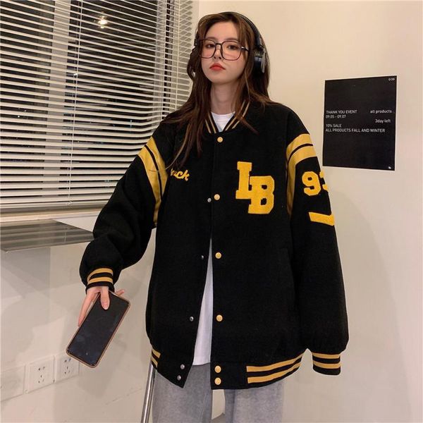 women's jackets student ins baseball uniform tide jacket femalen 2021spring and autumn loose thin couple retro clothes coat casual, Black;brown
women's jackets student ins baseball uniform tide jacket femalen 2021spring and autumn loose thin couple retro clothes coat casual, Black;brown