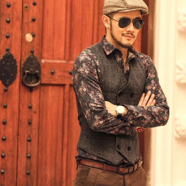 men's vests mens vest double breasted men dress suit formal grey gilet slim business jacket homme spring, Black;white
men's vests mens vest double breasted men dress suit formal grey gilet slim business jacket homme spring, Black;white