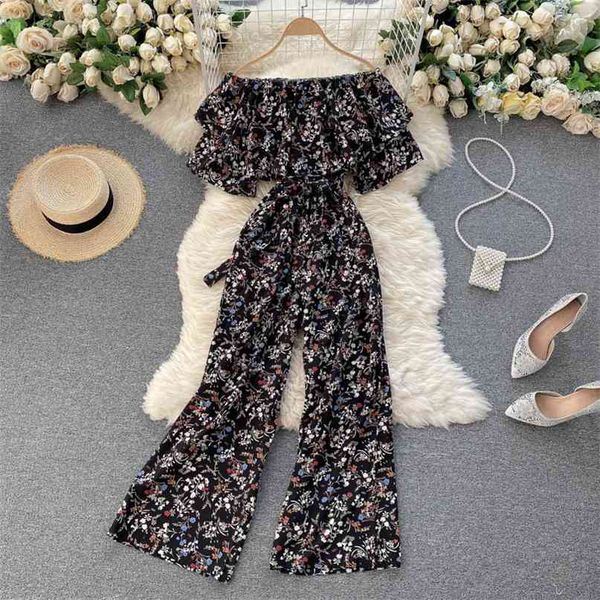 women fashion sweet ruffled slash neck short sleeve retro printed lace-up waist slim wide-leg holiday jumpsuit overalls s236 210527, Black;white
women fashion sweet ruffled slash neck short sleeve retro printed lace-up waist slim wide-leg holiday jumpsuit overalls s236 210527, Black;white