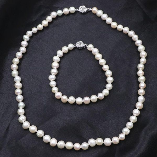earrings & necklace real freshwater pearl beads bracelet set 7-8mm white natural pearls gift chain dubai gold jewelry sets for women a757, Silver
earrings & necklace real freshwater pearl beads bracelet set 7-8mm white natural pearls gift chain dubai gold jewelry sets for women a757, Silver