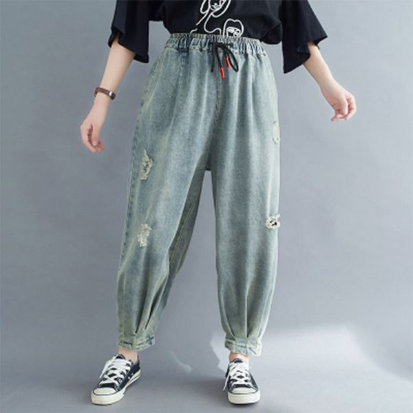 women's jeans autumn arts style women elastic waist loose vintage ripped all-matched casual denim harem pants plus size s33 8qke, Blue
women's jeans autumn arts style women elastic waist loose vintage ripped all-matched casual denim harem pants plus size s33 8qke, Blue