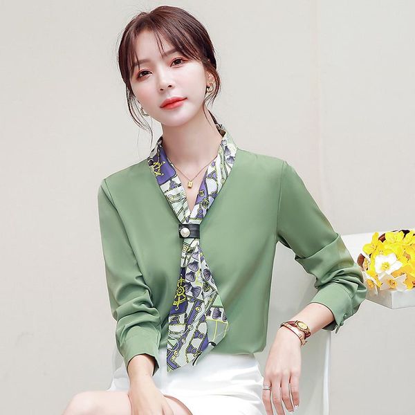 women's blouses & shirts coigarsam blouse women office lady korea style full sleeve chiffon solid straight v-neck green blusas womens, White
women's blouses & shirts coigarsam blouse women office lady korea style full sleeve chiffon solid straight v-neck green blusas womens, White