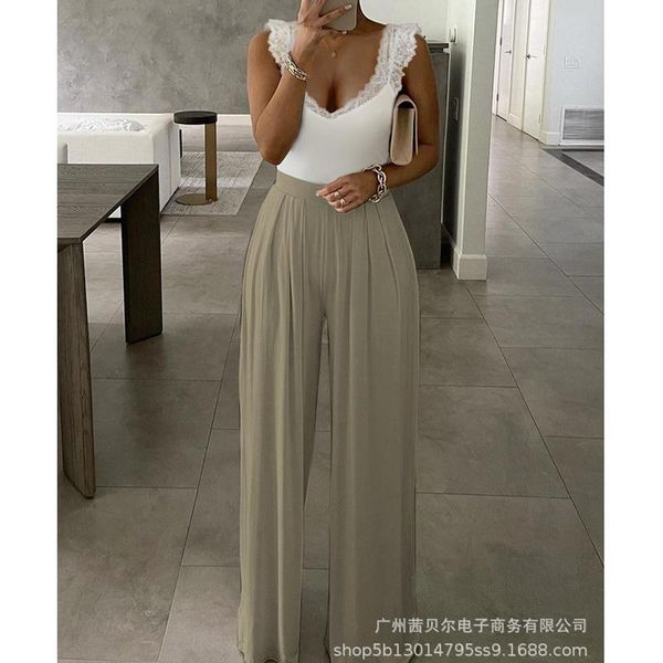women's two piece pants women two-piece suit summer 2021 solid slim fit lace v-neck sleeveless vest + high waist pleated wide leg, White
women's two piece pants women two-piece suit summer 2021 solid slim fit lace v-neck sleeveless vest + high waist pleated wide leg, White