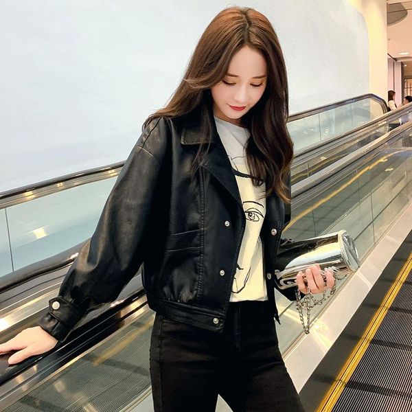 women's leather & faux fmfssom autumn women short pu crop jacket streetwear batwing sleeve loose turn down collar coat outwear, Black
women's leather & faux fmfssom autumn women short pu crop jacket streetwear batwing sleeve loose turn down collar coat outwear, Black