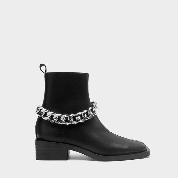 boots 2021 autumn leather white chain flat bottom short square head zipper thick heel british women, Black
boots 2021 autumn leather white chain flat bottom short square head zipper thick heel british women, Black