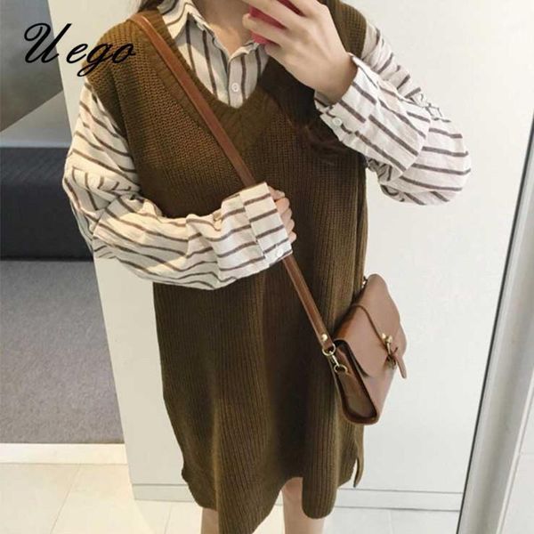 uego korea preppy style knitted pullovers girl's chic vest sweater women autumn winter outwear spring long women's sweaters, White;black
uego korea preppy style knitted pullovers girl's chic vest sweater women autumn winter outwear spring long women's sweaters, White;black