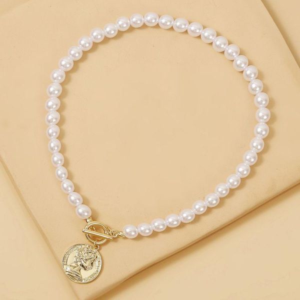 simple style elegant fashion temperament single layer pearl queen coin jewelry chain female alloy pendant necklace necklaces, Silver
simple style elegant fashion temperament single layer pearl queen coin jewelry chain female alloy pendant necklace necklaces, Silver