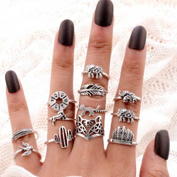 cluster rings 12 pcs/set bohemian retro elephant cat leaf compass women silver ring set creative animal jewelry accessories, Golden;silver
cluster rings 12 pcs/set bohemian retro elephant cat leaf compass women silver ring set creative animal jewelry accessories, Golden;silver