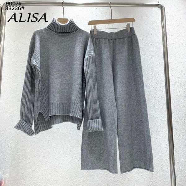 women's two piece pants 2021 woman knit suits autumn winter stand collar elegant sweaters + loose high waist wide leg pant women sets, White
women's two piece pants 2021 woman knit suits autumn winter stand collar elegant sweaters + loose high waist wide leg pant women sets, White