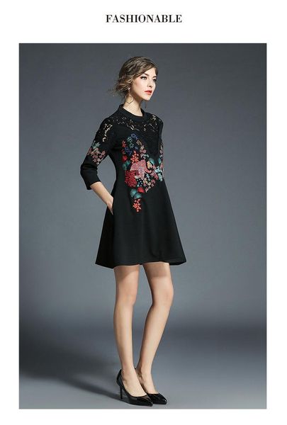 casual dresses la maxza vintage a-line hollow out women dress embroidery knee-length vestidos, Black;gray
casual dresses la maxza vintage a-line hollow out women dress embroidery knee-length vestidos, Black;gray