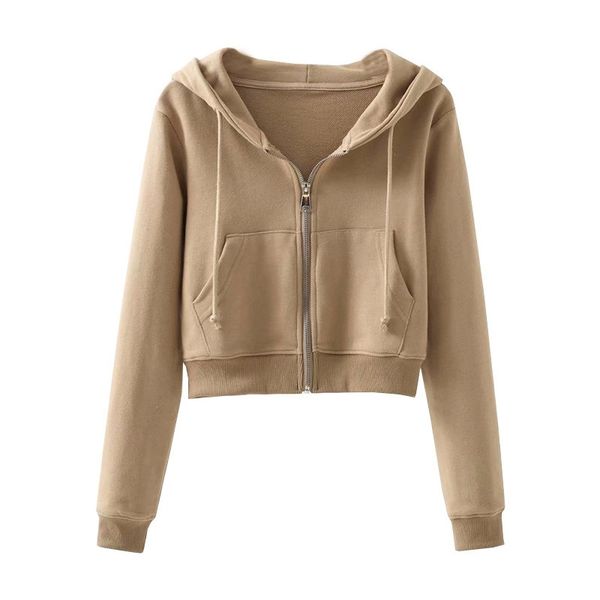 slim fit zipper hooded cardigan women's spring new high waist short sports jacket, Black
slim fit zipper hooded cardigan women's spring new high waist short sports jacket, Black