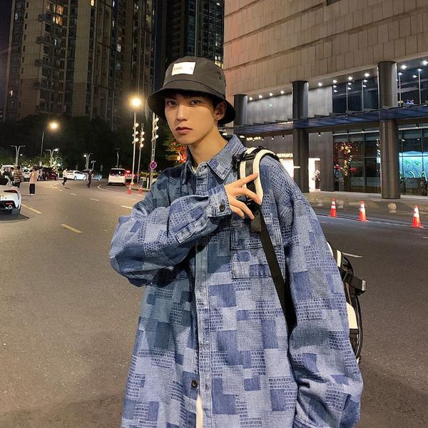 men's casual shirts plaid denim for men trendy fashion loose shirt retro long sleeve spring autumn jackets oversize clothes, White;black
men's casual shirts plaid denim for men trendy fashion loose shirt retro long sleeve spring autumn jackets oversize clothes, White;black