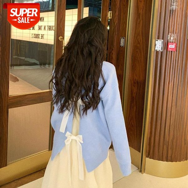 loose outer sweater female design sense round neck bow tie knitted trendy net red with #ds3s, White
loose outer sweater female design sense round neck bow tie knitted trendy net red with #ds3s, White