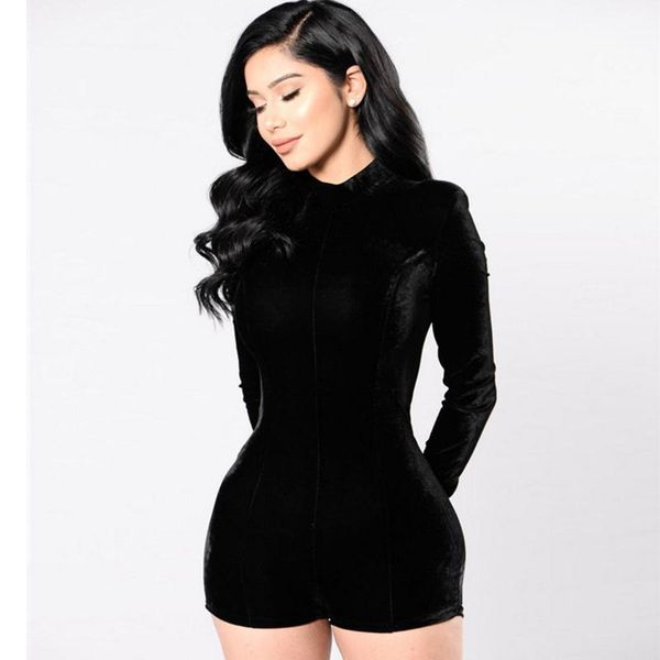 women's jumpsuits & rompers short women velvet jumpsuit 2021 spring fashion turtleneck zipper bodycon bandage playsuit long sleeve body, Black;white
women's jumpsuits & rompers short women velvet jumpsuit 2021 spring fashion turtleneck zipper bodycon bandage playsuit long sleeve body, Black;white