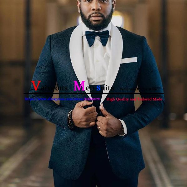 men's suits & blazers dark blue jacquard wedding suit for men ivory lapel groom prom tuxedo terno masculino slim fit blazer 3 piece (ja, White;black
men's suits & blazers dark blue jacquard wedding suit for men ivory lapel groom prom tuxedo terno masculino slim fit blazer 3 piece (ja, White;black