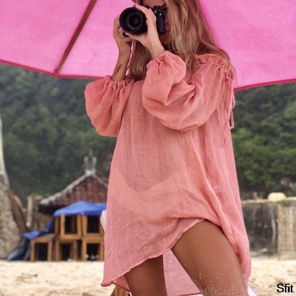 women's swimwear beach dress cover up fashion swim cover-ups long sleeve beachwear shoulder bikini women tunic, White;black
women's swimwear beach dress cover up fashion swim cover-ups long sleeve beachwear shoulder bikini women tunic, White;black