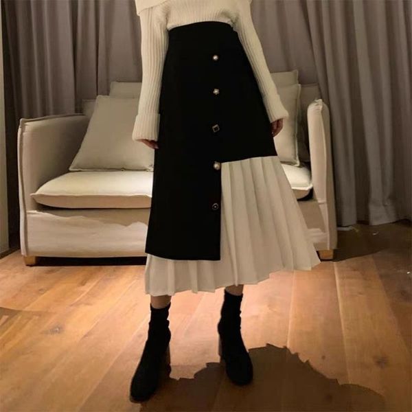 skirts chiffon stitching black vintage skirt high waist a- line women's 2021 spring autumn mid-length slimming pleated
skirts chiffon stitching black vintage skirt high waist a- line women's 2021 spring autumn mid-length slimming pleated
