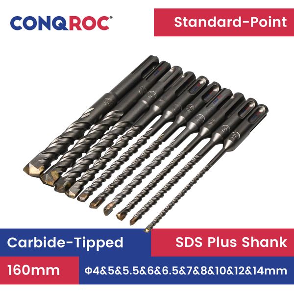 10 pieces 160mm sds plus masonry drill bits set 4&5&5.5&6&6.5&7&8&10&12&14mm standard-point carbide-tipped hammer drill bits
10 pieces 160mm sds plus masonry drill bits set 4&5&5.5&6&6.5&7&8&10&12&14mm standard-point carbide-tipped hammer drill bits